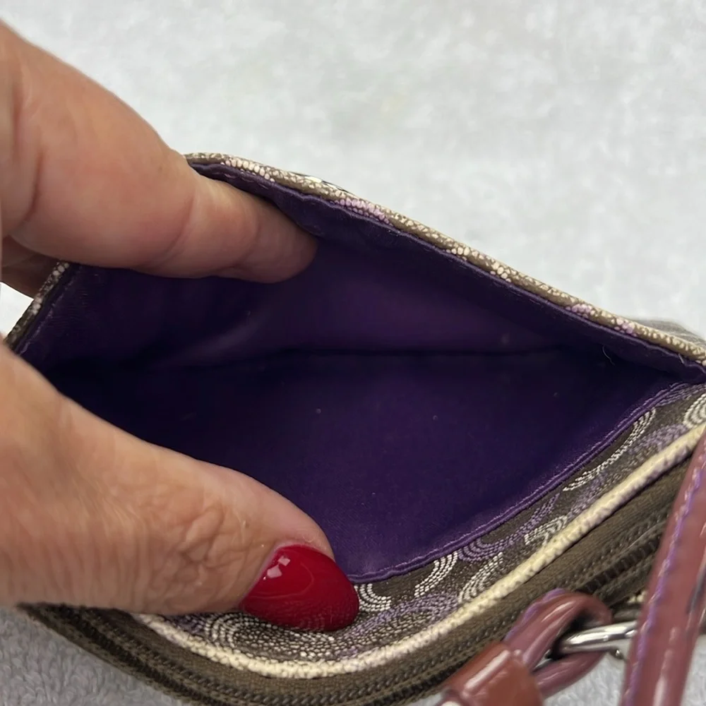 Coach Signature Brown and Purple Wristlet - Picture 6 of 7